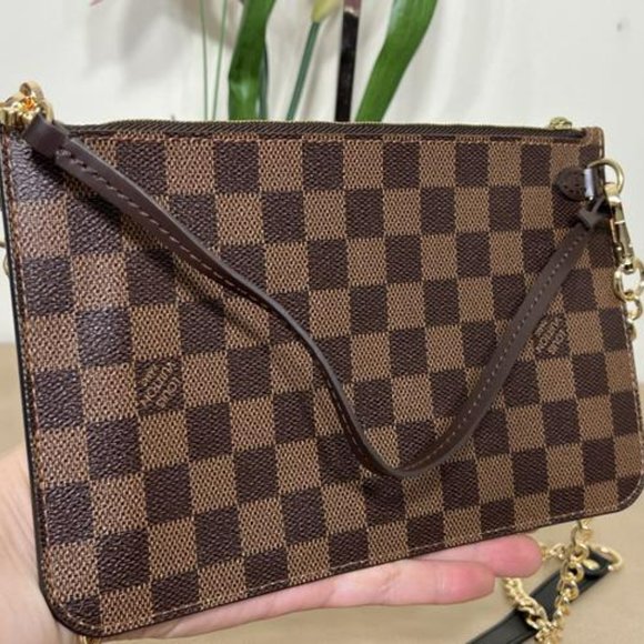 Louis Vuitton Neverfull Gm Pouch Brown Coated Canvas Wristlet - Picture 6 of 10